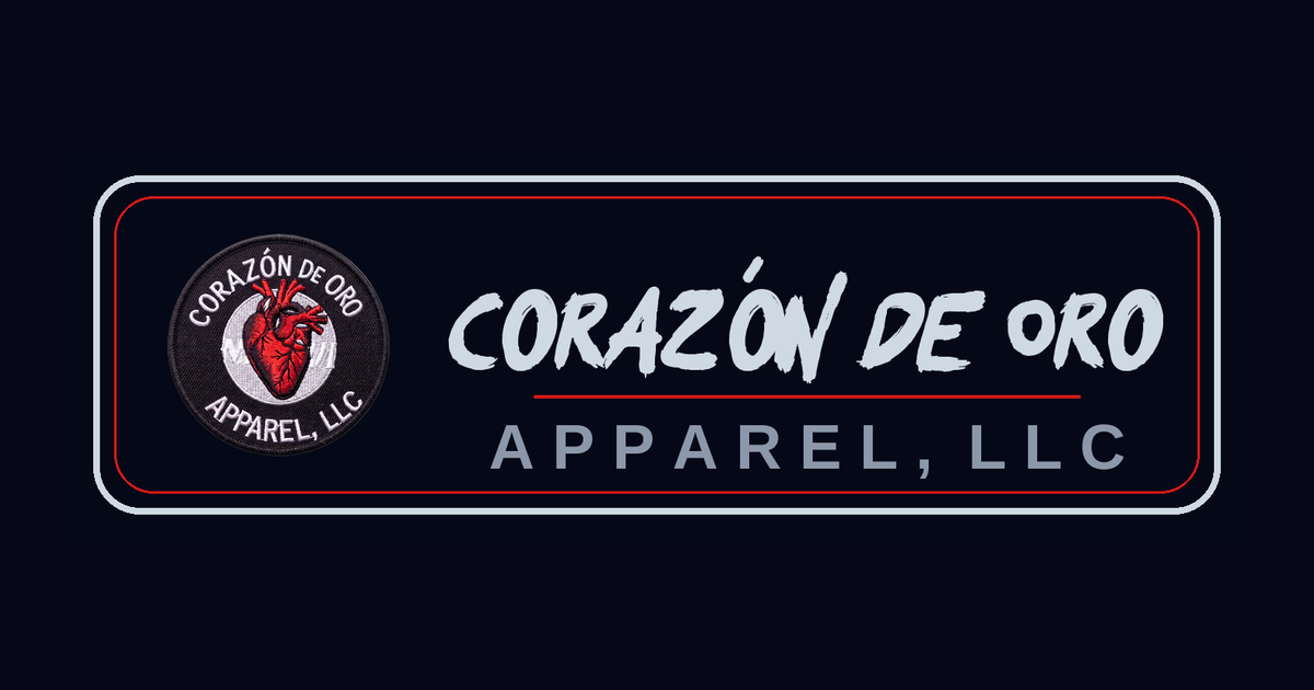 Social share card, Corazón De Oro Apparel brand imagery